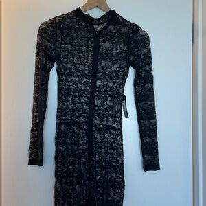 Black Lace Long Sleeve body suit sz s m l